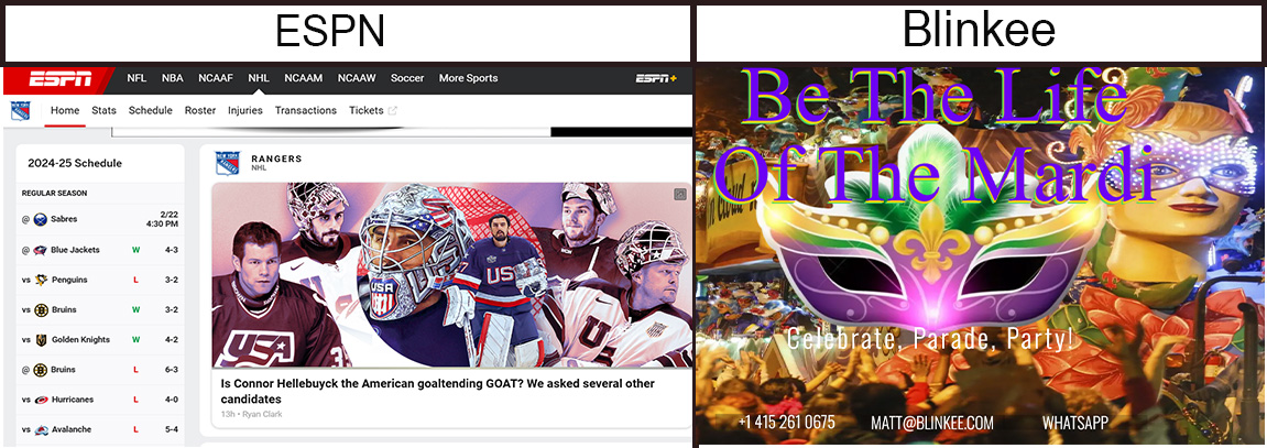 Two Different Webpages
